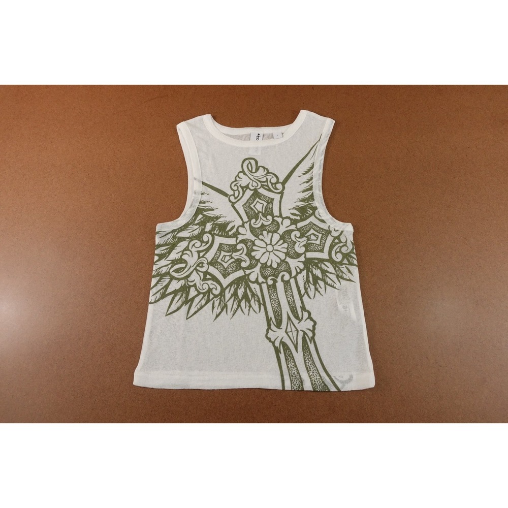 Collusion Womens Size Small White Green Print Lightweight Pullover Tank Top New